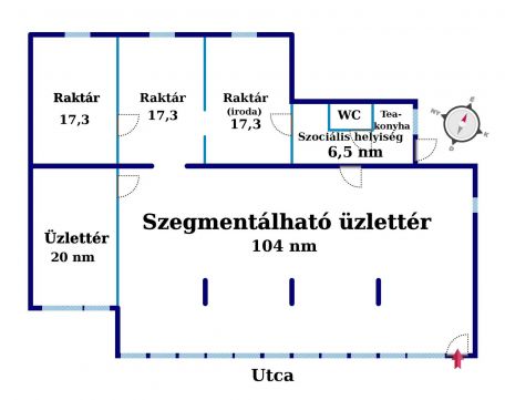 Eladó Üzlethelyiség 8000 Székesfehérvár 18 m széles üzleti portál, nagy gyalogos és autóforgalmú helyen