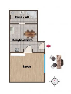 Eladó Lakás 1033 Budapest 3. kerület Zöld kis utcában, azonnal költözhető tégla garzon