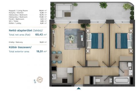 Eladó Lakás 1138 Budapest 13. kerület Eladó 3 szobás lakás a Marina parton