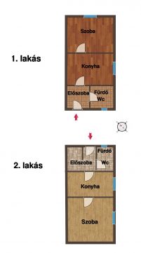 Eladó Ház 6000 Kecskemét Kecskemét Rendőrfalúban 2 db különálló, 40 nm-es házrész 